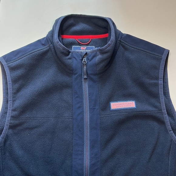 Vineyard Vines Men's Navy Blue "Harbor" Fleece Vest, Zip Up, Size Medium - Picture 3 of 7
